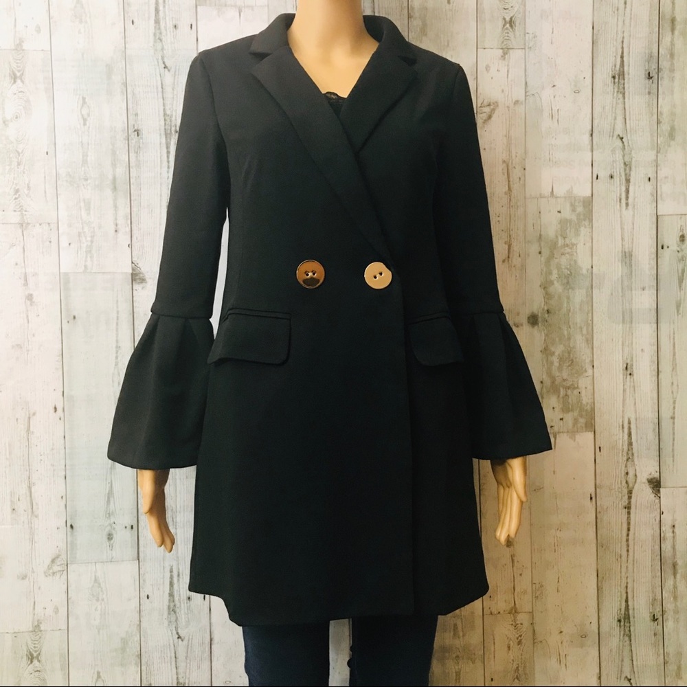 Endless Rose Ruffle Sleeve Two Button Blazer - Picture 1 of 7